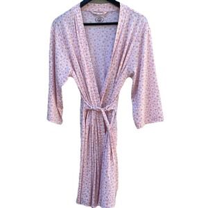 Laura Ashley Women's Pink Daisy Floral Tie Waist Long Sleeve Bath Robe Large